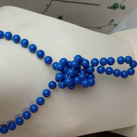 Vintage Blue Plastic Beads 36" - Picture 4 of 5